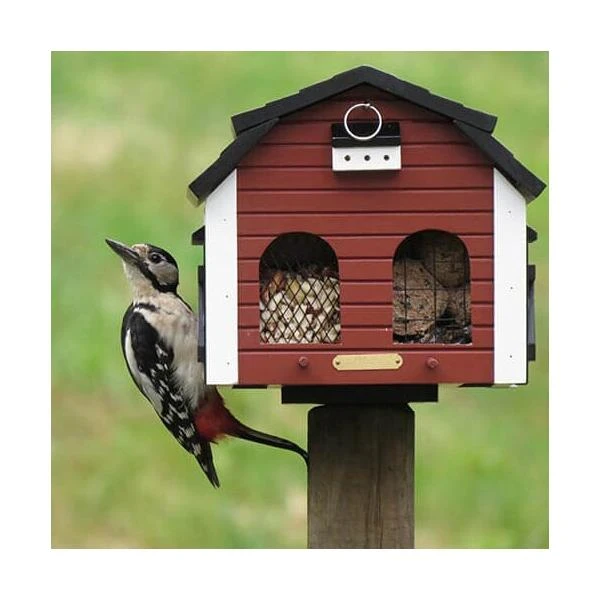 Vogelvoederhuis Landelijke Stijl - Barn Red 5 Vogelvoederhuis Landelijke Stijl - Barn Red - Afbeelding 3