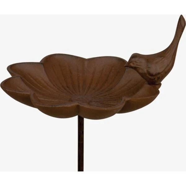 ESSCHERT DESIGN Voederschaal Bloem Met Vogel Op Prikker 3 ESSCHERT DESIGN Voederschaal Bloem Met Vogel Op Prikker