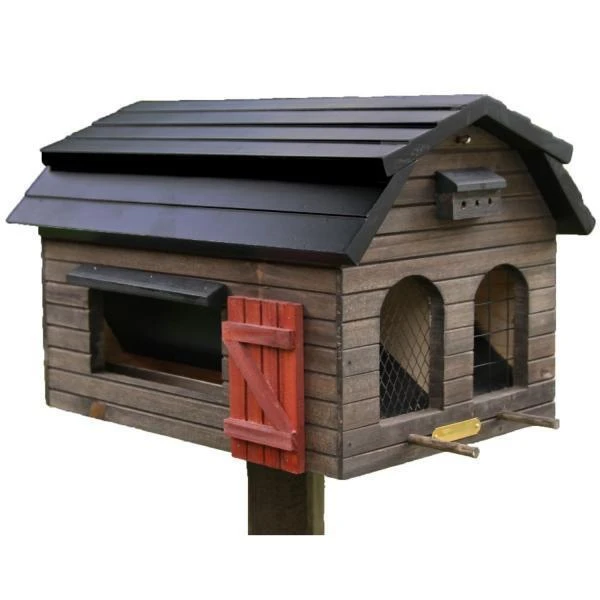 Vogelvoederhuis Landelijke Stijl - Barn Brown 4 Vogelvoederhuis Landelijke Stijl - Barn Brown - Afbeelding 2